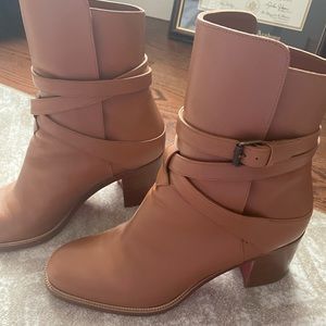 Louboutin Karistrap brown leather boots